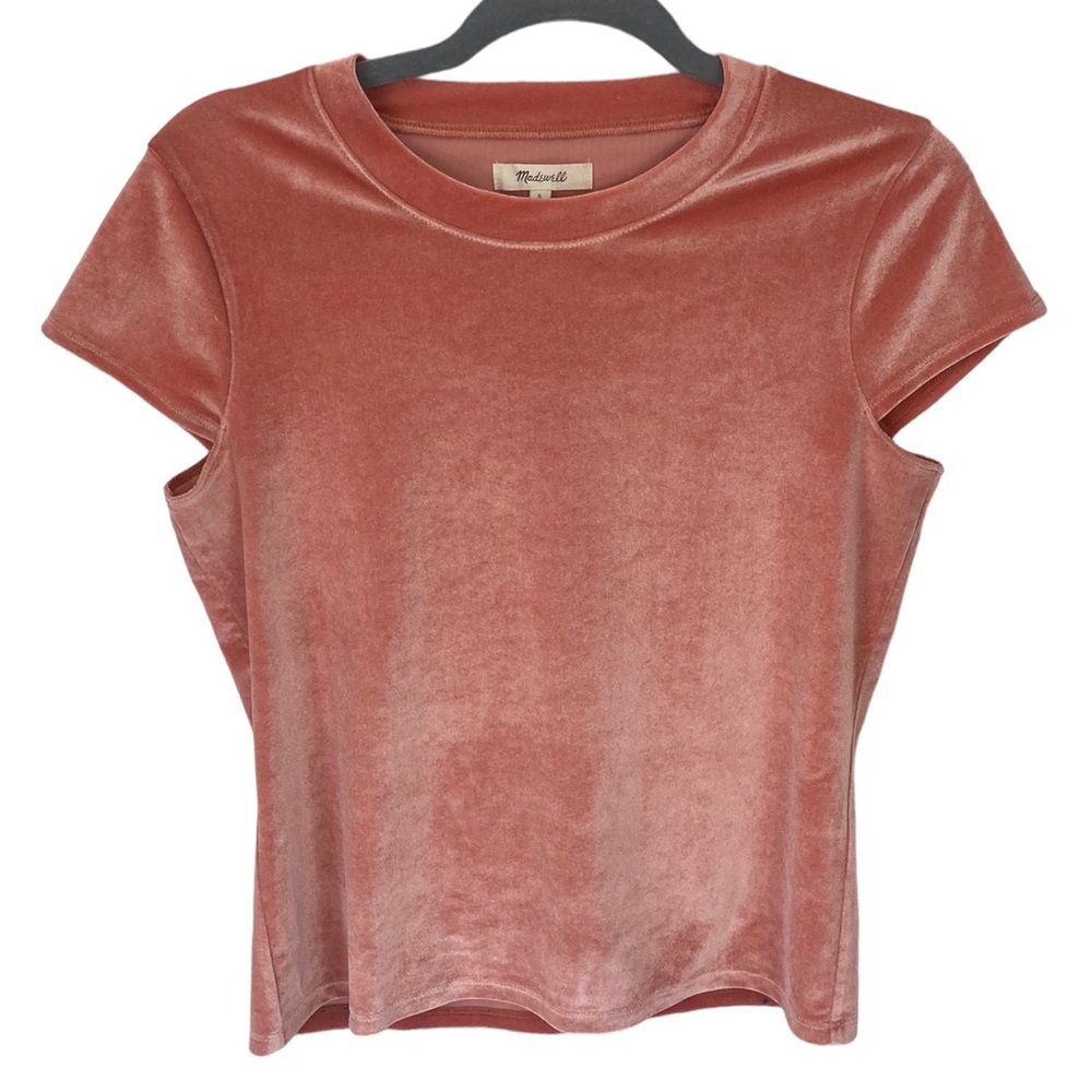 Madewell Velvet Short Sleeve Top Burnt Orange Size Small‎